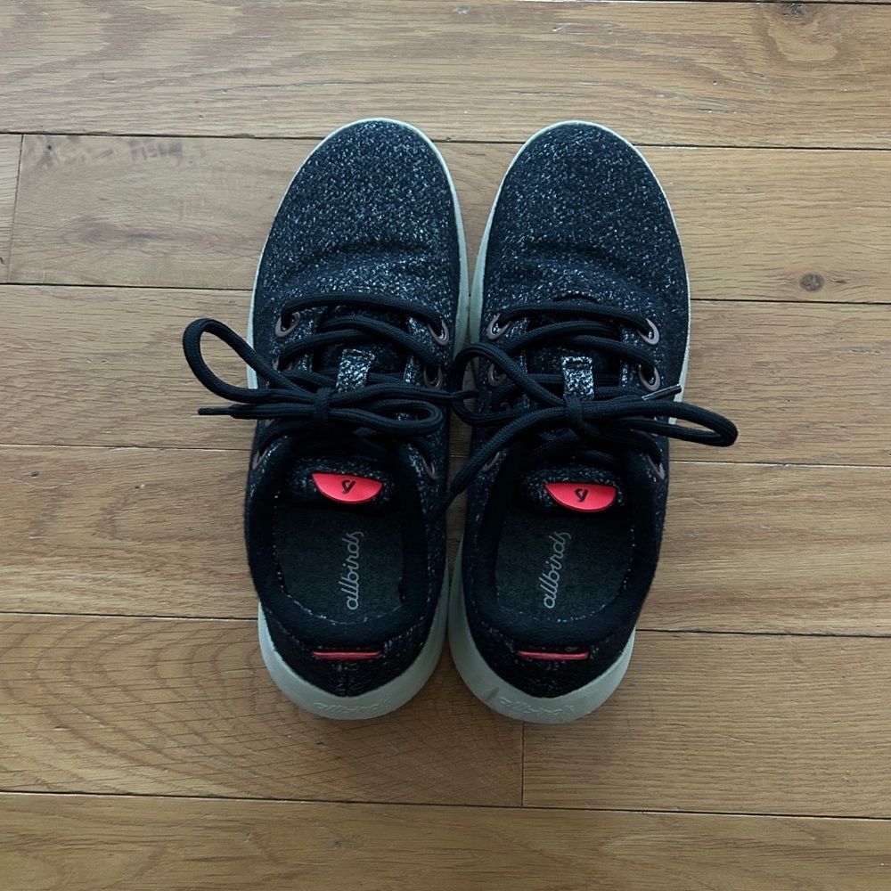 Allbirds Wool Runner Mizzle Shoes Women Size 8 Dark Gray Red Lace Up Tie - Picture 3 of 11